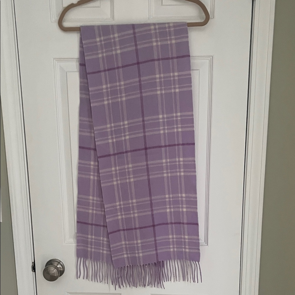 Purple plaid cashmere scarf